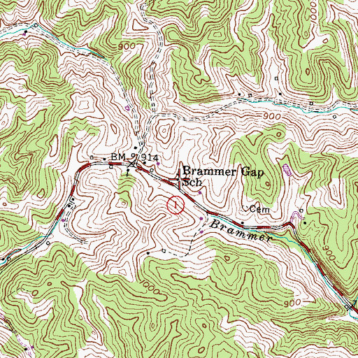 Topographic Map of Brammer Gap School, KY