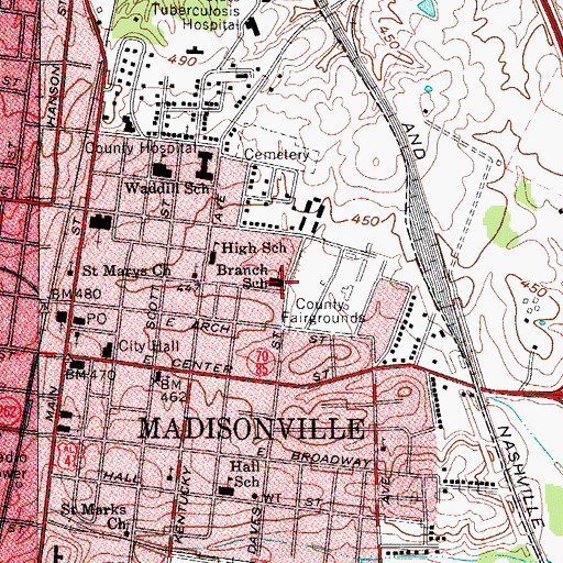 Topographic Map of Branch School, KY
