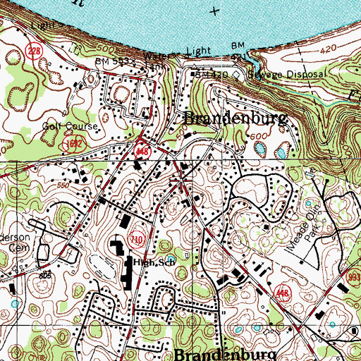 Topographic Map of Brandenburg, KY