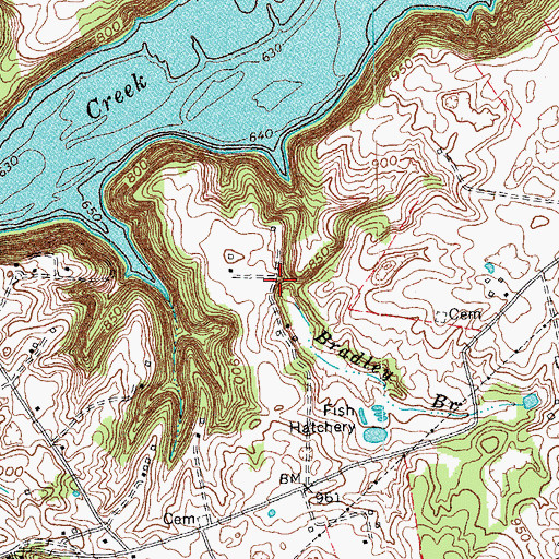 Topographic Map of Brandley Branch, KY
