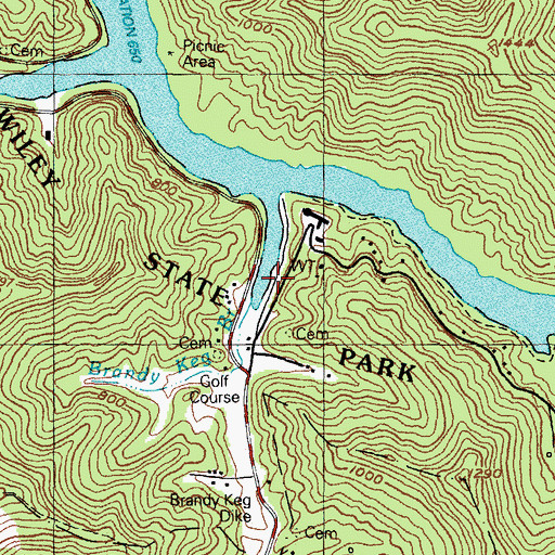 Topographic Map of Brandy Keg Boat Dock, KY