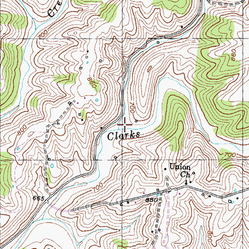 Topographic Map of Brandywine Creek, KY