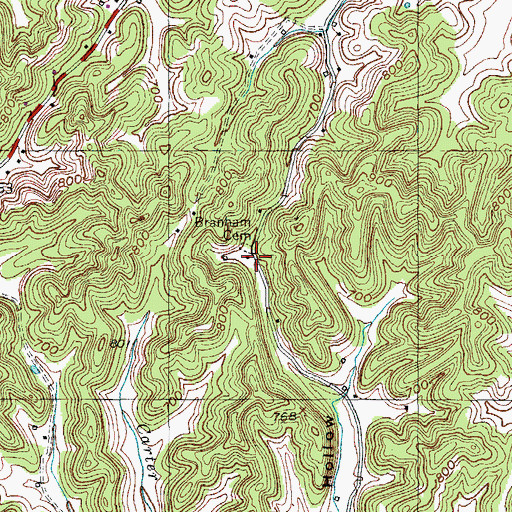 Topographic Map of Branham Cemetery, KY