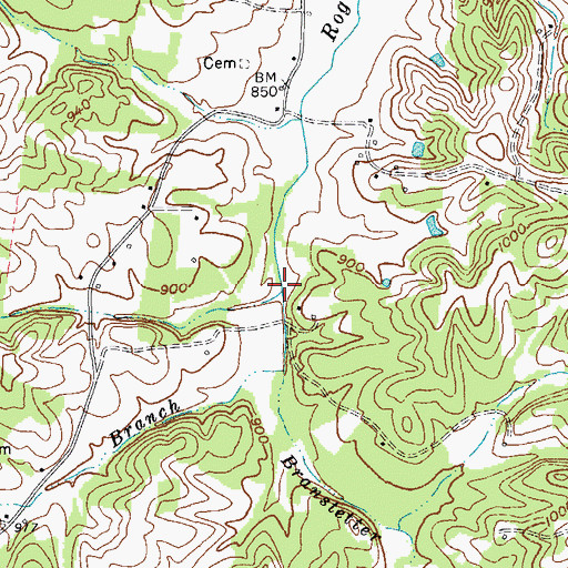 Topographic Map of Branstetter Branch, KY
