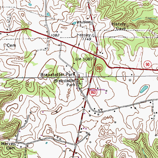 Topographic Map of Branstetter Park, KY
