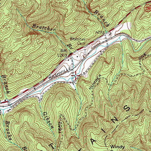 Topographic Map of Bratcher Branch, KY