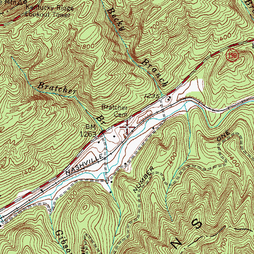 Topographic Map of Bratcher Cemetery, KY