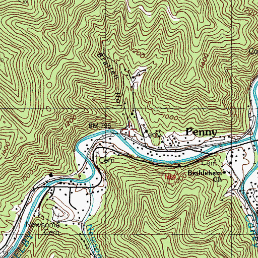 Topographic Map of Bratten Hollow, KY