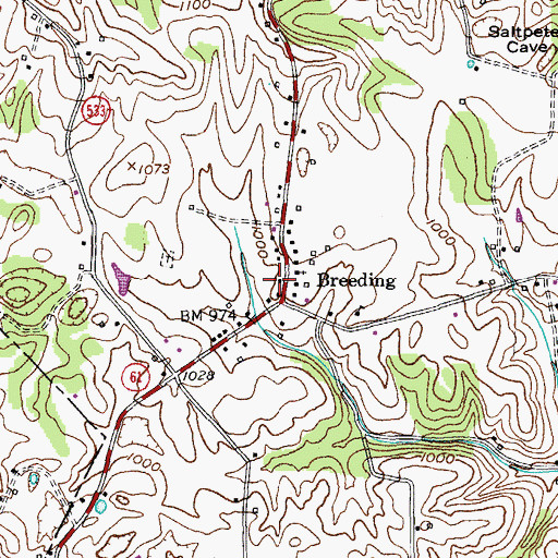 Topographic Map of Breeding, KY