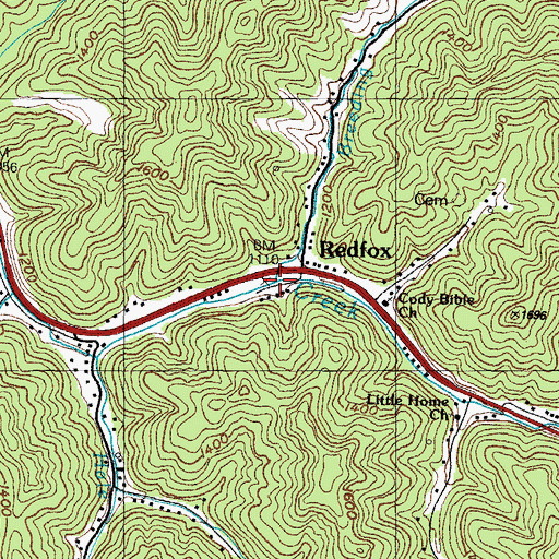 Topographic Map of Breeding Branch, KY