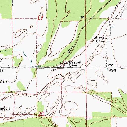 Topographic Map of Easton Cemetery, AR