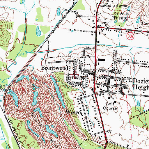 Topographic Map of Brentwood, KY
