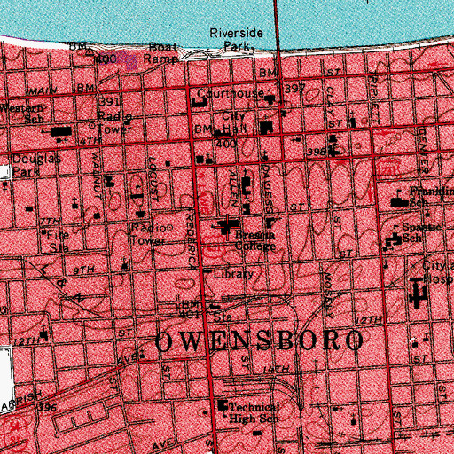 Topographic Map of Brescia University, KY