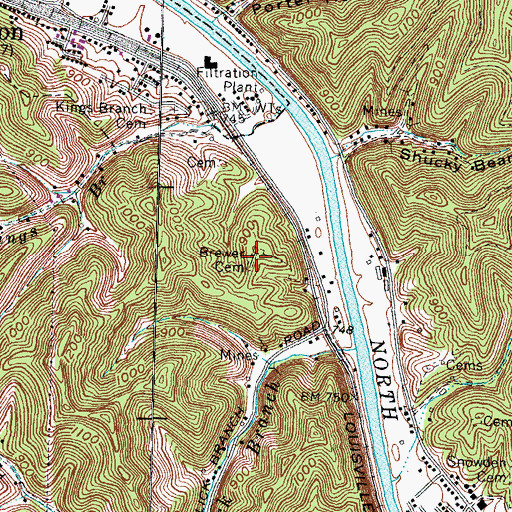 Topographic Map of Brewer Cemetery, KY