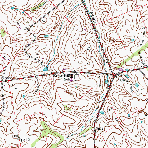 Topographic Map of Briar Hill School, KY