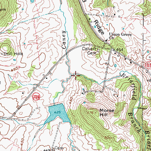 Topographic Map of Briarfield Branch, KY