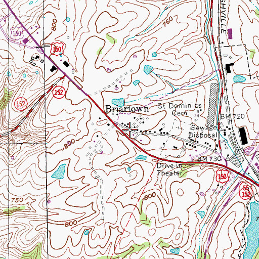 Topographic Map of Briartown, KY