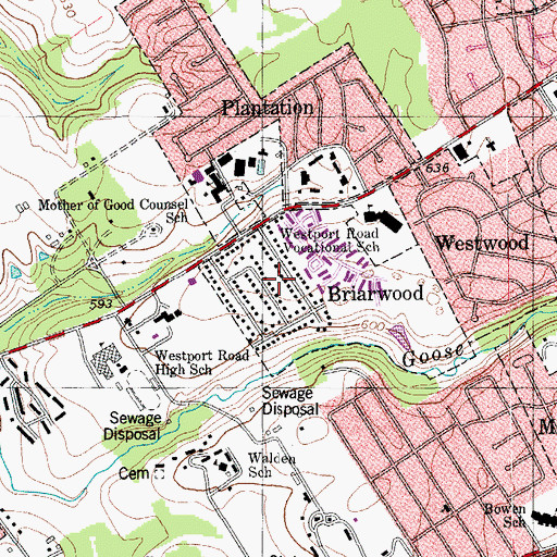Topographic Map of Briarwood, KY