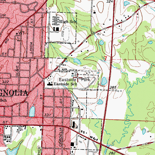 Topographic Map of Eastside Park, AR