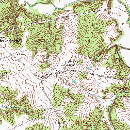 Topographic Map of Bricker Cemetery, KY