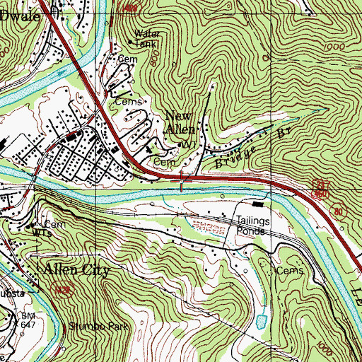 Topographic Map of Bridge Branch, KY