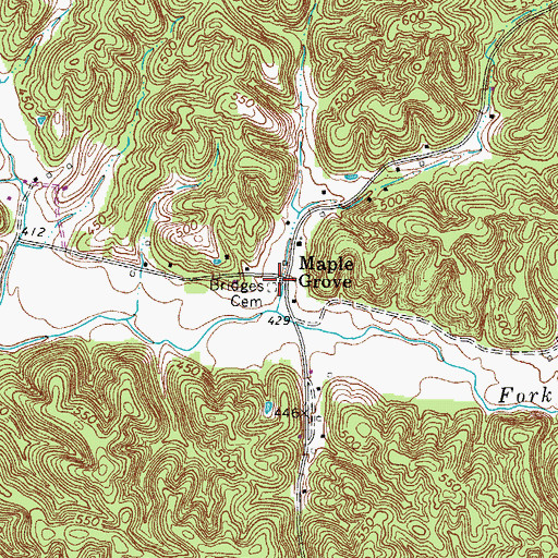 Topographic Map of Bridges Cemetery, KY