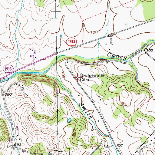 Topographic Map of Bridgewater Cemetery, KY