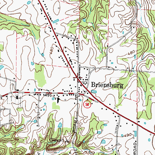 Topographic Map of Briensburg, KY