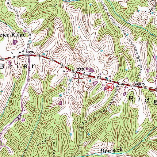Topographic Map of Brier Ridge, KY
