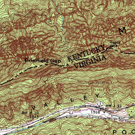 Topographic Map of Brierfield Gap, KY