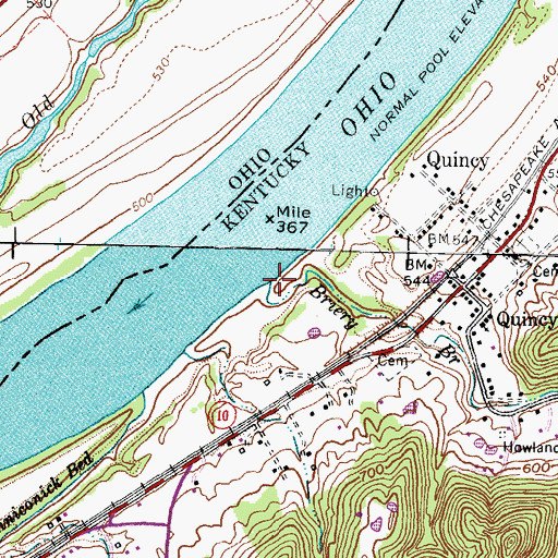 Topographic Map of Briery Branch, KY