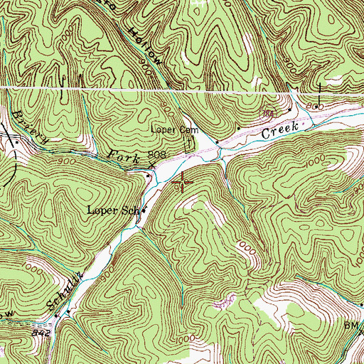 Topographic Map of Briery Fork, KY