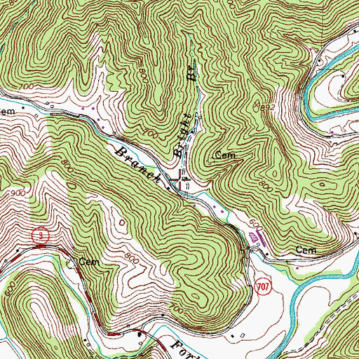 Topographic Map of Bright Branch, KY