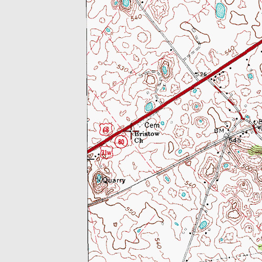 Topographic Map of Bristow Church, KY