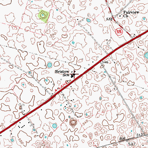 Topographic Map of Bristow Elementary School, KY