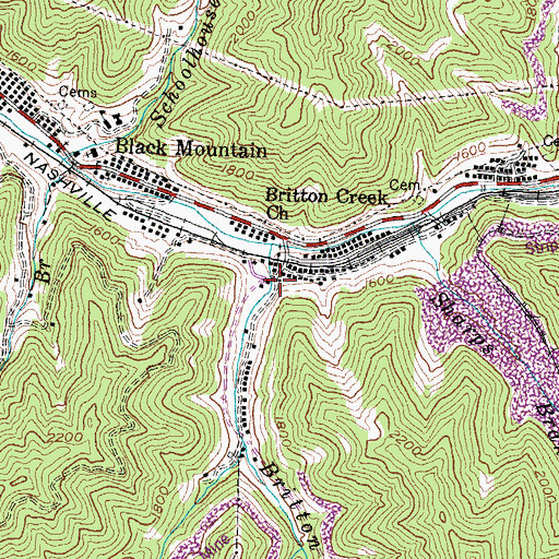 Topographic Map of Britton Creek, KY