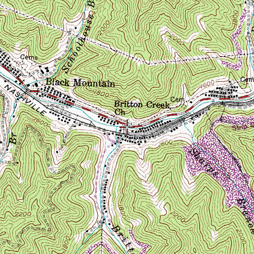 Topographic Map of Britton Creek Church, KY