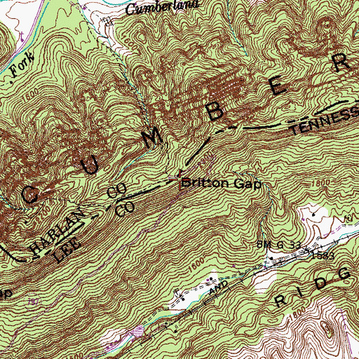 Topographic Map of Britton Gap, KY