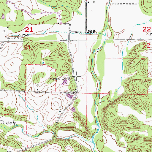 Topographic Map of Eaves Cemetery, AR