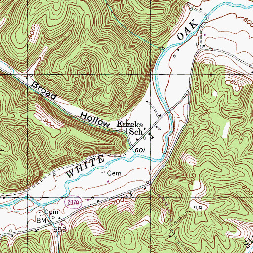 Topographic Map of Broad Hollow, KY