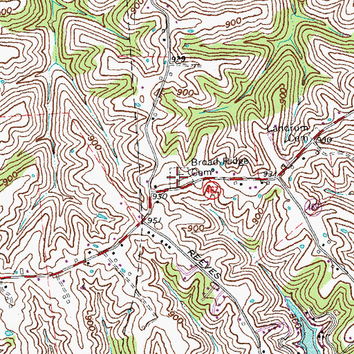Topographic Map of Broad Ridge Cemetery, KY