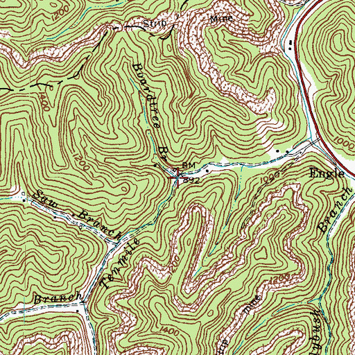 Topographic Map of Broadtree Branch, KY