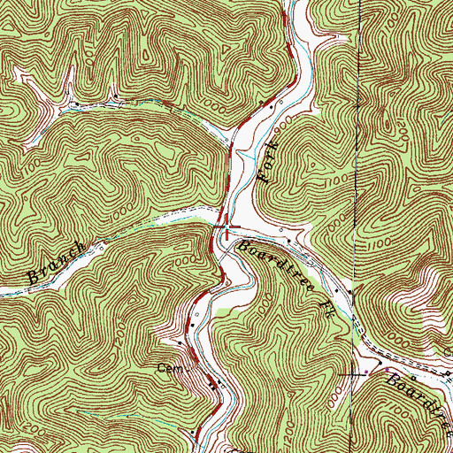Topographic Map of Boardtree Fork, KY