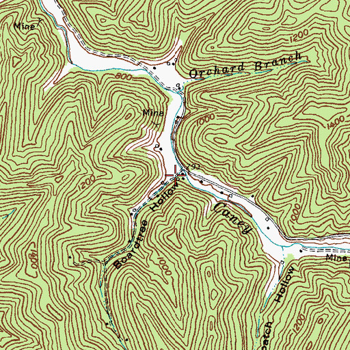 Topographic Map of Broadtree Hollow, KY