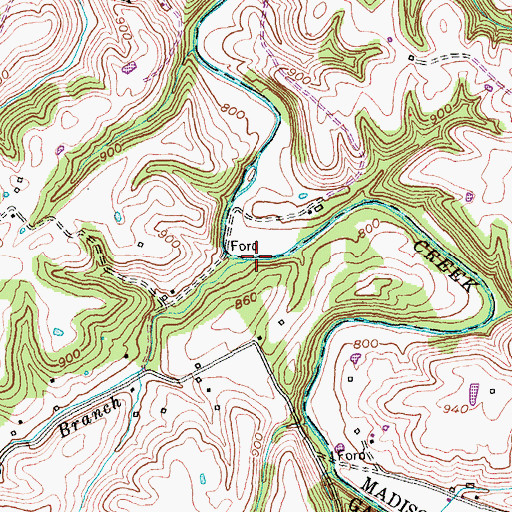 Topographic Map of Broadus Branch, KY