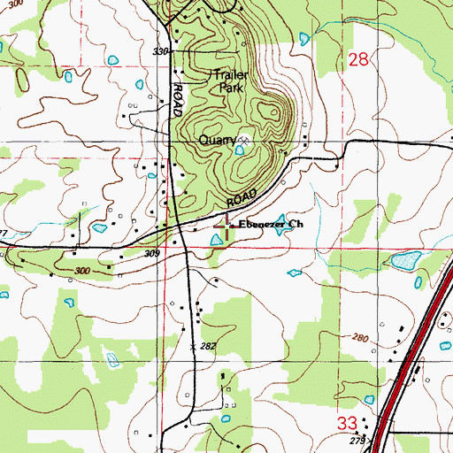 Topographic Map of Ebeneze Church, AR