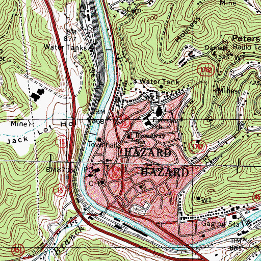 Topographic Map of Broadway School, KY