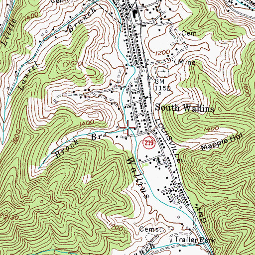 Topographic Map of Brock Branch, KY