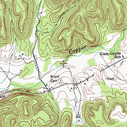 Topographic Map of Brock Cemetery, KY
