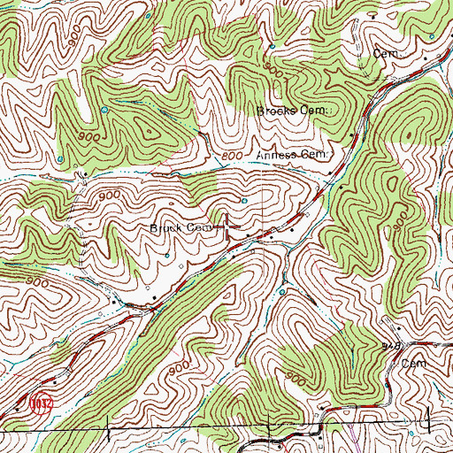 Topographic Map of Brock Cemetery, KY